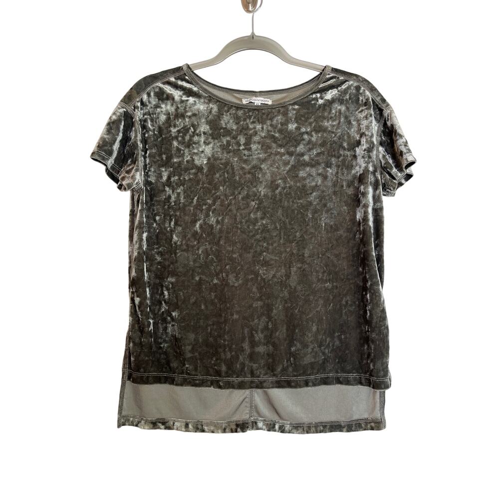 Rebecca Minkoff Alana Crushed Velvet Short Sleeve Top Size XS Gray Whimsigoth